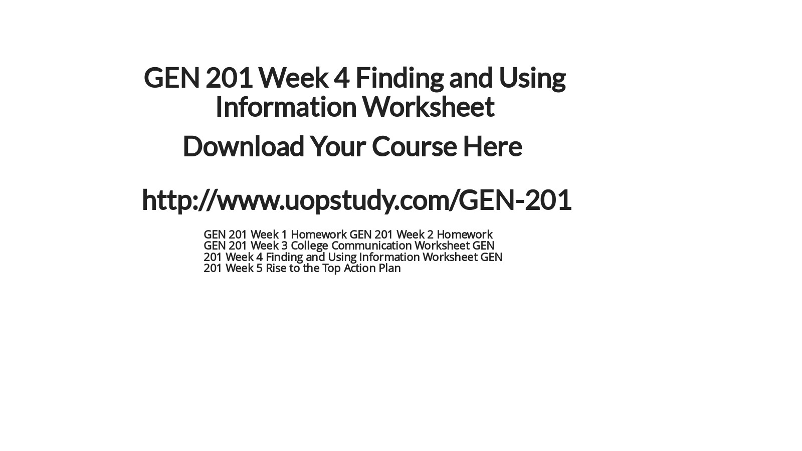 gen 201 week 1 homework answers