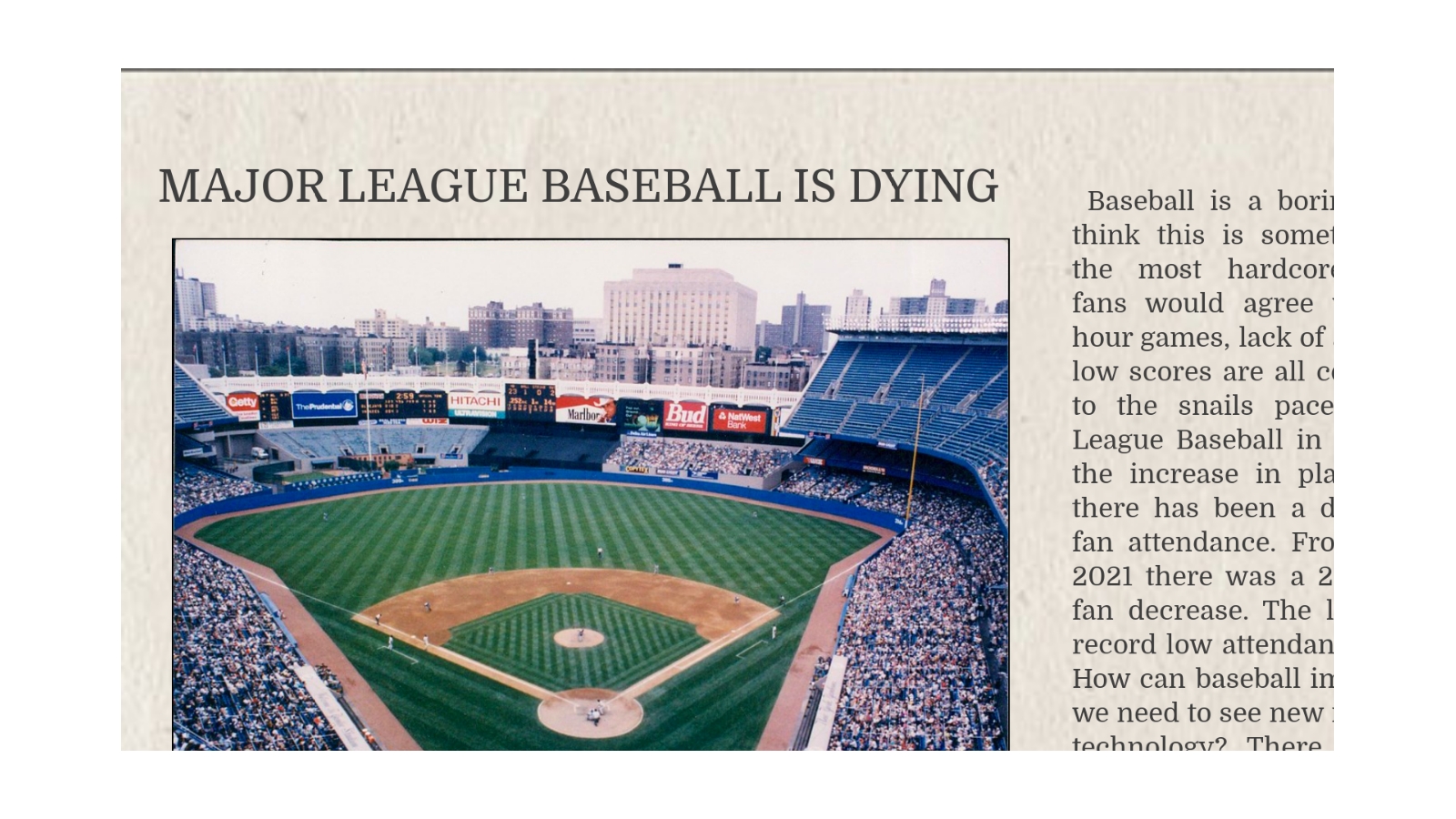 MAjor league baseball Is dying at emaze Presentation