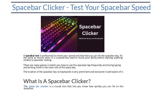 Space Bar Clicker  test spacebar clicking speed with spacebar counter